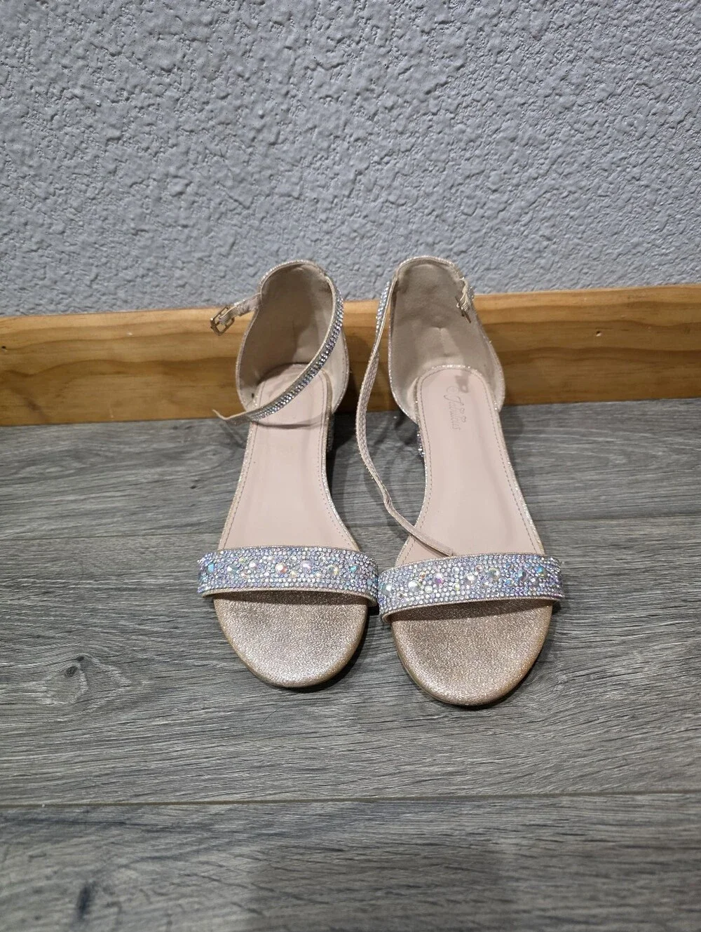 Sparkling Rose Gold Ankle Strap Sandals for Girls